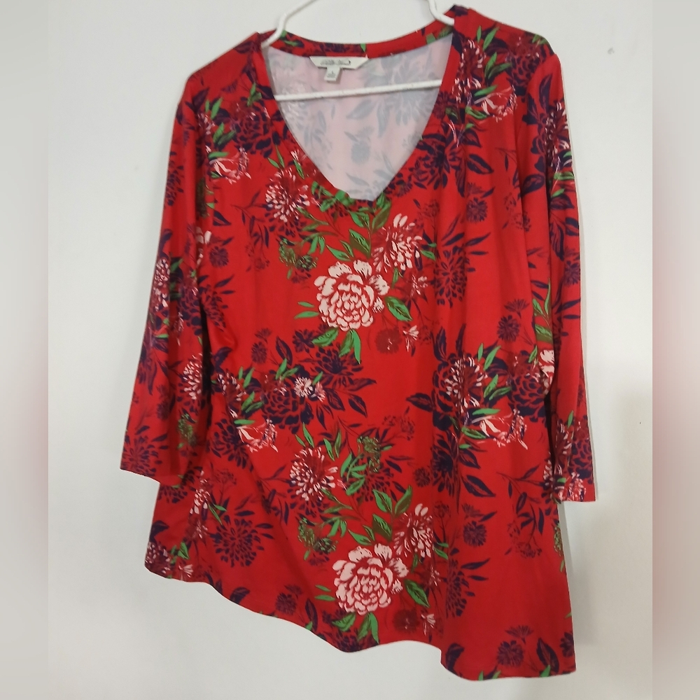 The Pioneer Woman Red Floral Blouse (0309)
